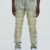 Pantalón De Mezclilla We Good Frayed Cargo Straight - Deslavado Medio
