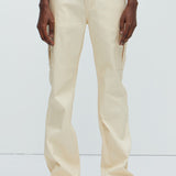 Pantalón Better Be Cargo Waxed Skinny Flared - Crema