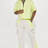 Camisa Abotonada Indio Textured Nylon Cropped - Limón