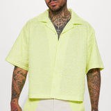 Camisa Abotonada Indio Textured Nylon Cropped - Limón