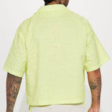 Camisa Abotonada Indio Textured Nylon Cropped - Limón