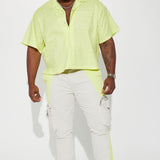Camisa Abotonada Indio Textured Nylon Cropped - Limón