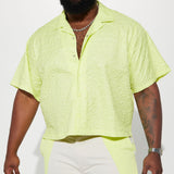 Camisa Abotonada Indio Textured Nylon Cropped - Limón
