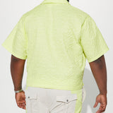 Camisa Abotonada Indio Textured Nylon Cropped - Limón
