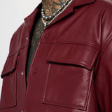 Camisa Abotonada High Stepper Faux Leather - Vino Tinto