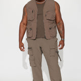 Chaleco Our Moment Utility Nylon Cargo - Café