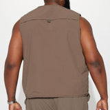 Chaleco Our Moment Utility Nylon Cargo - Café