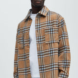 Shacket Come See Me Plaid - Beige