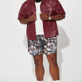 Camisa Abotonada High Stepper Faux Leather - Vino Tinto