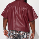 Camisa Abotonada High Stepper Faux Leather - Vino Tinto