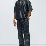 Camisa Vesta Faux Leather - Negro