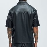 Camisa Vesta Faux Leather - Negro