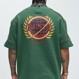 Manga Corta Saint Worldwide Henley - Verde