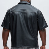 Camisa Vesta Faux Leather - Negro