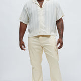 Pantalón Better Be Cargo Waxed Skinny Flared - Crema