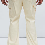 Pantalón Better Be Cargo Waxed Skinny Flared - Crema