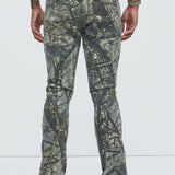 Pantalón Ajustado Y Acampanado No Frontin' Me Pocket - Gris/Combinado