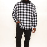 Camisa Good Luck Hooded Plaid Flannel - Blanco Negro