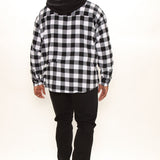 Camisa Good Luck Hooded Plaid Flannel - Blanco Negro