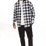Camisa Good Luck Hooded Plaid Flannel - Blanco Negro