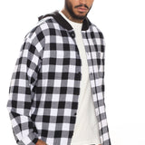 Camisa Good Luck Hooded Plaid Flannel - Blanco Negro