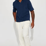 Camisa Polo Zig Zag Road Short Sleeve - Azul Marino