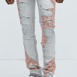 Pantalón Ripped It And Fixed Stacked Skinny Flared - Gris/Combinado