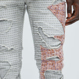 Pantalón Ripped It And Fixed Stacked Skinny Flared - Gris/Combinado