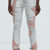 Pantalón Ripped It And Fixed Stacked Skinny Flared - Gris/Combinado