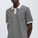 Camisa Polo Cunard Jacquard - Bronceado/Multicolor