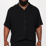 Camisa Abotonada Solid Textured Linen - Negro