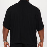 Camisa Abotonada Solid Textured Linen - Negro