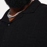 Camisa Abotonada Solid Textured Linen - Negro