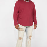 Camiseta Essential Long Sleeve Scallop - Vino Tinto