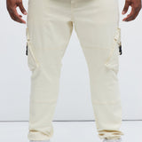 Pantalones Tipo Cargo Hayes Stacked Skinny - Crema
