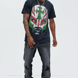 Camisa De Manga Corta WWE Rey Mysterio - Negro