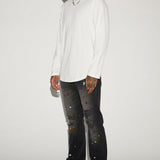 Camiseta Essential Long Sleeve Scallop - Blanco