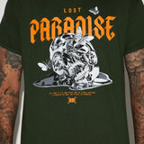 Camisa De Manga Corta Lost Paradise Forever - Verde Oscuro