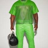 Camiseta Gotta Run Faux Crocodile Leather Mesh Oversized - Verde