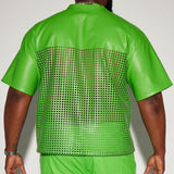 Camiseta Gotta Run Faux Crocodile Leather Mesh Oversized - Verde