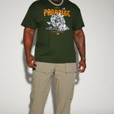 Camisa De Manga Corta Lost Paradise Forever - Verde Oscuro