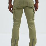 Pantalón We On Cargo Stacked Skinny Zipper Flare - Oliva