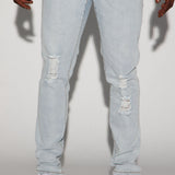 Pantalón De Mezclilla Jasper Skinny Vintage Ripped Knee - Deslavado Ligero