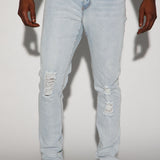 Pantalón De Mezclilla Jasper Skinny Vintage Ripped Knee - Deslavado Ligero