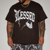 Camisa De Manga Corta You Blessed - Café