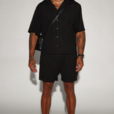 Camisa Abotonada Boca - Negro