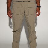 Pantalones de carga ajustados de nylon texturizado Lagos - Oliva