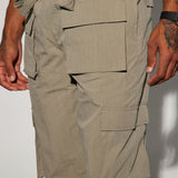 Pantalones de carga ajustados de nylon texturizado Lagos - Oliva