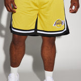 Shorts Lakers Behind The Back Mesh - Amarillo Negro