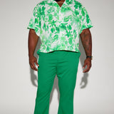 Camisa Abotonada Botanical Cropped - Verde